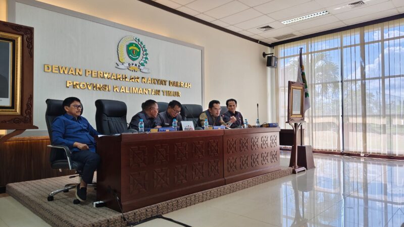 Suasana Forum Masyarakat Peduli Mahakam Ulu dalam audiensi dengan Ketua DPRD Kaltim, Hasanuddin Mas’ud dan komisi IV di Gedung DPRD Kaltim, Rabu (28/5/2025).
