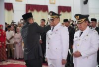 Pelantikan pasangan Aulia Rahman Basri dan Rendi Solihin sebagai Bupati dan Wakil Bupati Kutai Kartanegara (Kukar) periode 2025–2030 di Lamin Etam, Kompleks Kantor Gubernur Kaltim, Senin (23/6/2025)